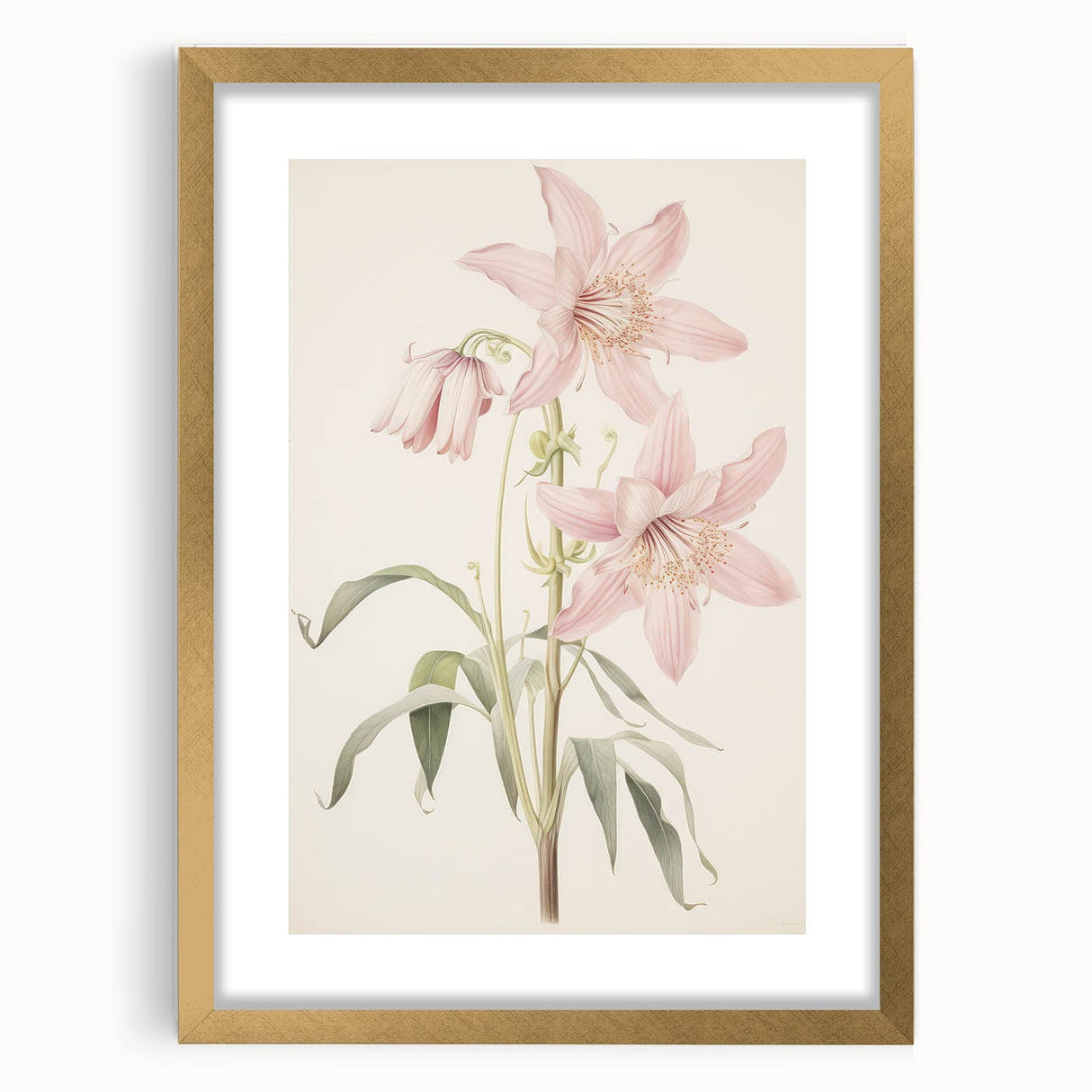Vintage Botanical Art Print: Delicate Lily Floral Illustration