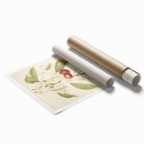 Vintage Botanical Art Print: Cherry Blossom and Fruit Illustration