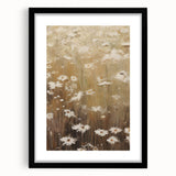 Vintage Botanical Art Print: Soft Daisies in a Golden Field