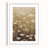 Vintage Botanical Art Print: Soft Daisies in a Golden Field