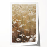 Vintage Botanical Art Print: Soft Daisies in a Golden Field