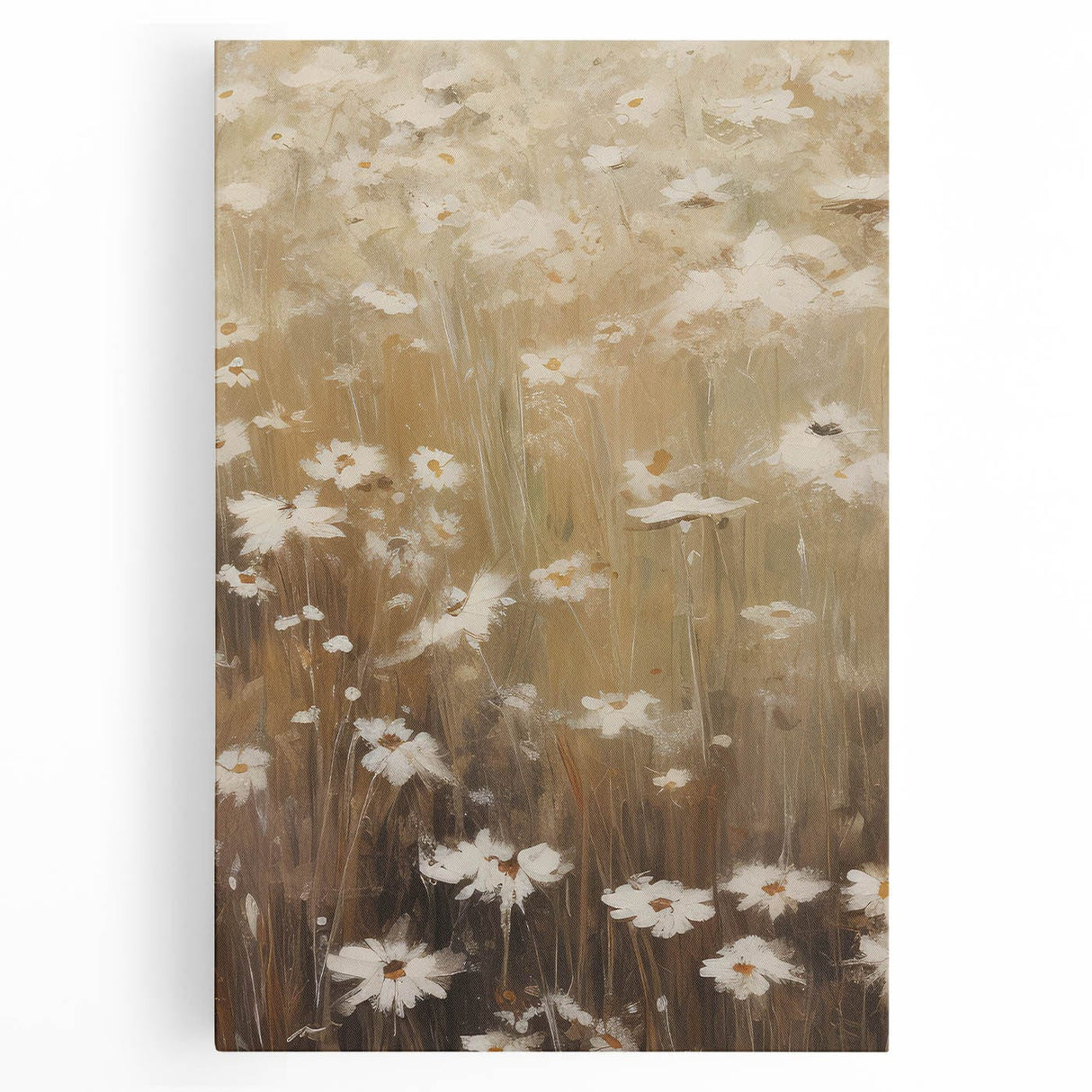 Vintage Botanical Art Print: Soft Daisies in a Golden Field