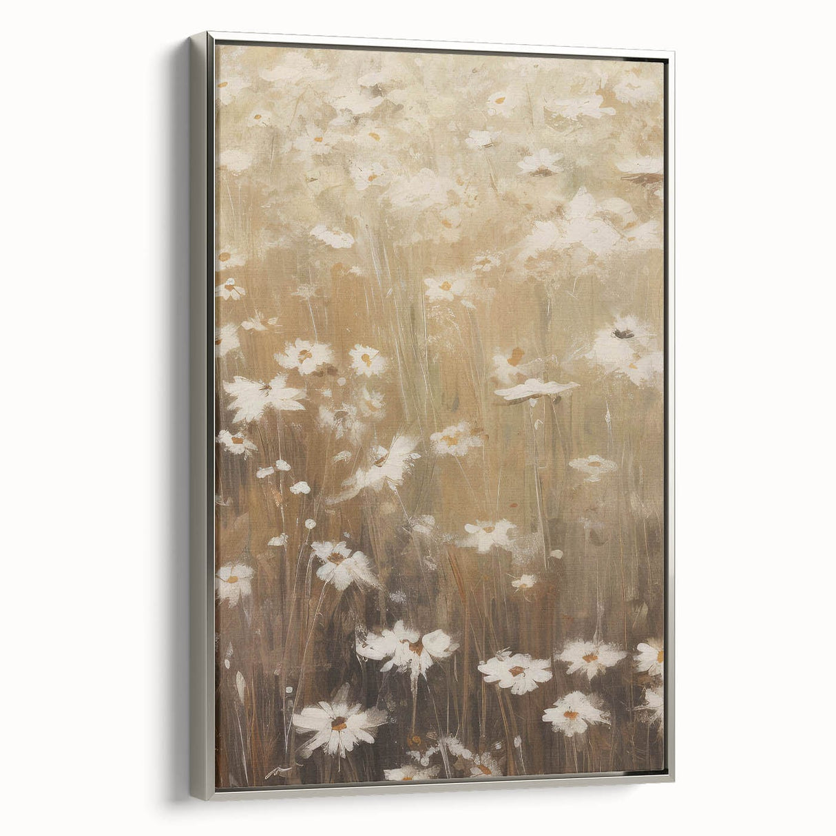 Vintage Botanical Art Print: Soft Daisies in a Golden Field