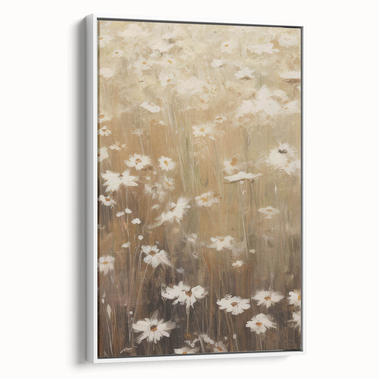 Vintage Botanical Art Print: Soft Daisies in a Golden Field