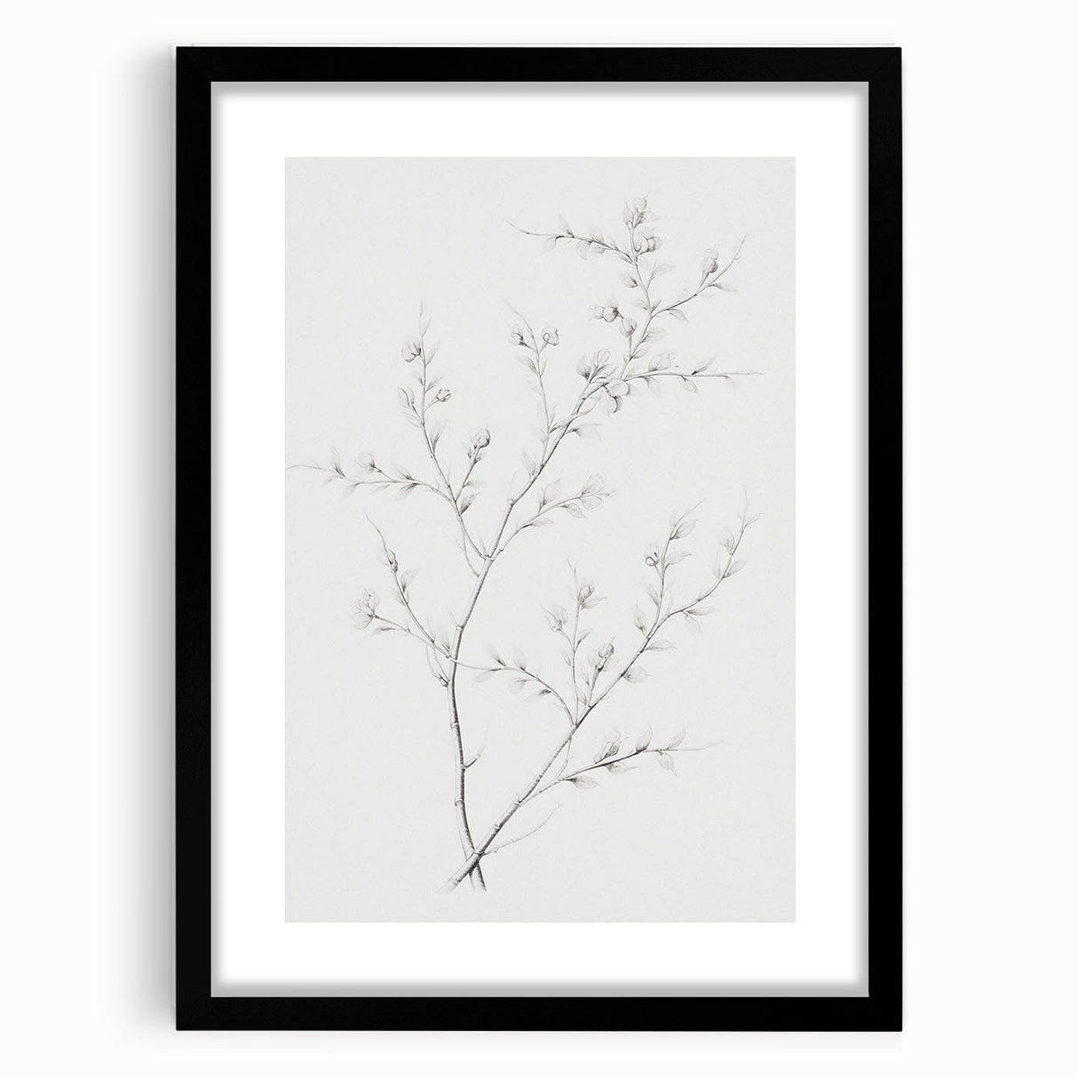 Vintage Botanical Art Print: Elegant Floral Sketch in Neutral Tones