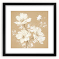 Vintage Botanical Art Print - Elegant White Flowers – Framed