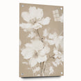 Vintage Botanical Art Print: Soft White Floral Illustration