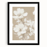 Vintage Botanical Art Print: Soft White Floral Illustration