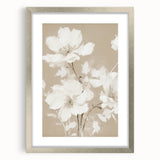 Vintage Botanical Art Print: Soft White Floral Illustration