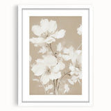 Vintage Botanical Art Print: Soft White Floral Illustration