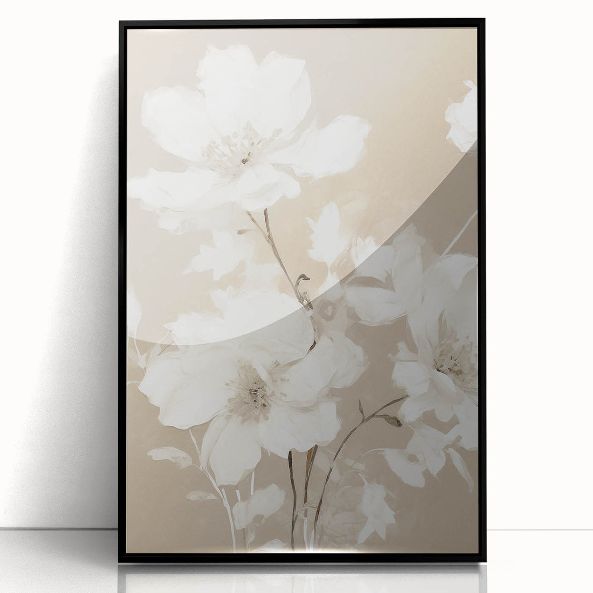 Vintage Botanical Art Print: Soft White Floral Illustration