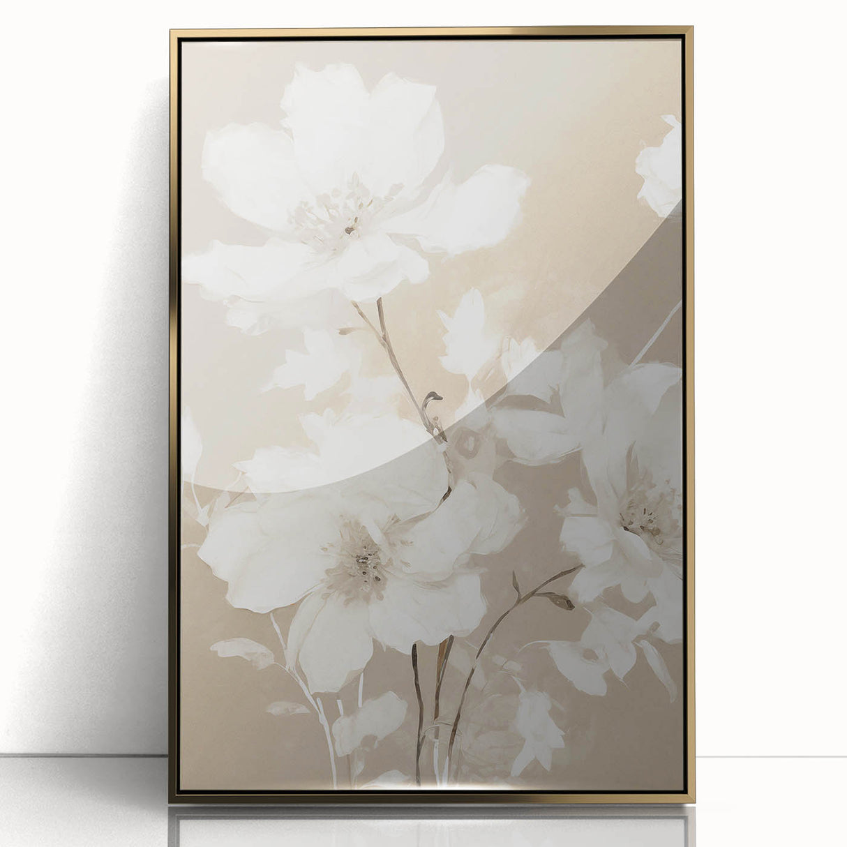 Vintage Botanical Art Print: Soft White Floral Illustration