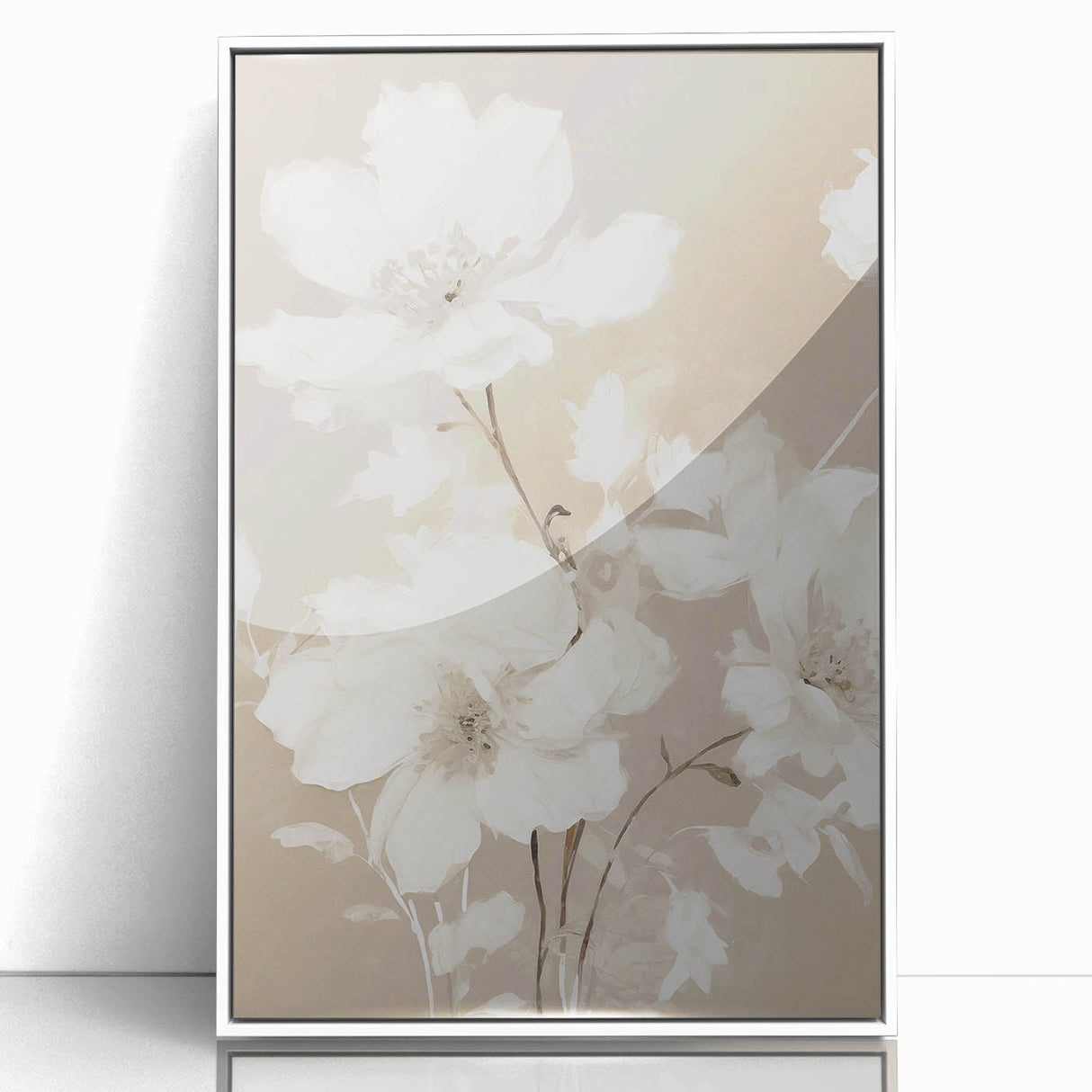 Vintage Botanical Art Print: Soft White Floral Illustration