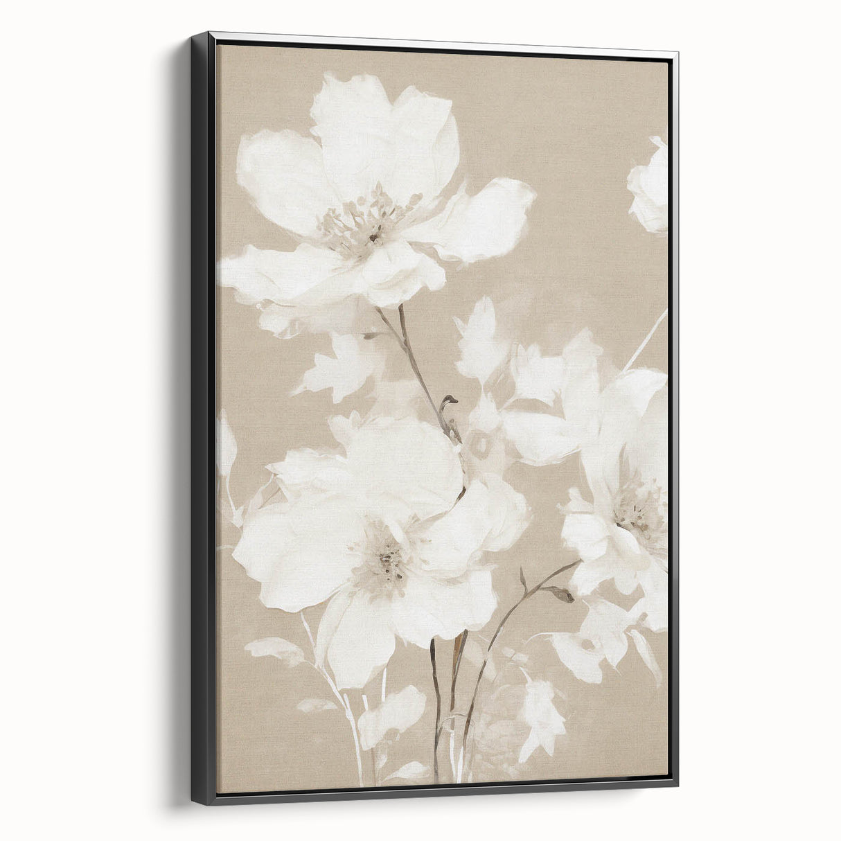 Vintage Botanical Art Print: Soft White Floral Illustration