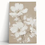 Vintage Botanical Art Print: Soft White Floral Illustration