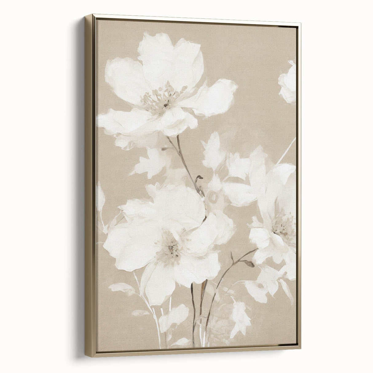 Vintage Botanical Art Print: Soft White Floral Illustration