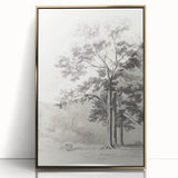 Vintage Botanical Art Print: Detailed Tree Sketch in Graphite Tones