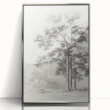 Vintage Botanical Art Print: Detailed Tree Sketch in Graphite Tones