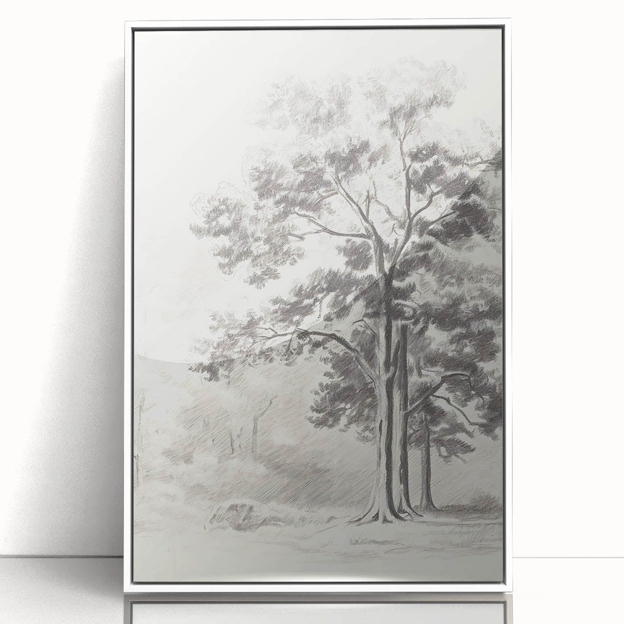 Vintage Botanical Art Print: Detailed Tree Sketch in Graphite Tones