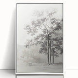 Vintage Botanical Art Print: Detailed Tree Sketch in Graphite Tones