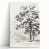 Vintage Botanical Art Print: Detailed Tree Sketch in Graphite Tones