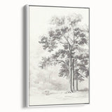 Vintage Botanical Art Print: Detailed Tree Sketch in Graphite Tones