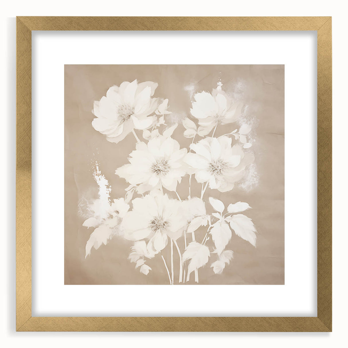 Vintage Botanical Art Print - Soft White Flowers – Framed