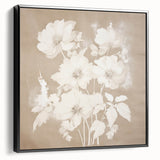 Vintage Botanical Art Print - Soft White Flowers – Framed
