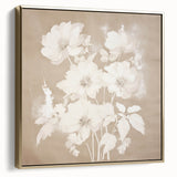 Vintage Botanical Art Print - Soft White Flowers – Framed