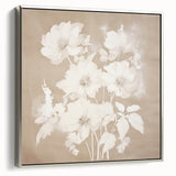 Vintage Botanical Art Print - Soft White Flowers – Framed