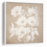 Vintage Botanical Art Print - Soft White Flowers – Framed