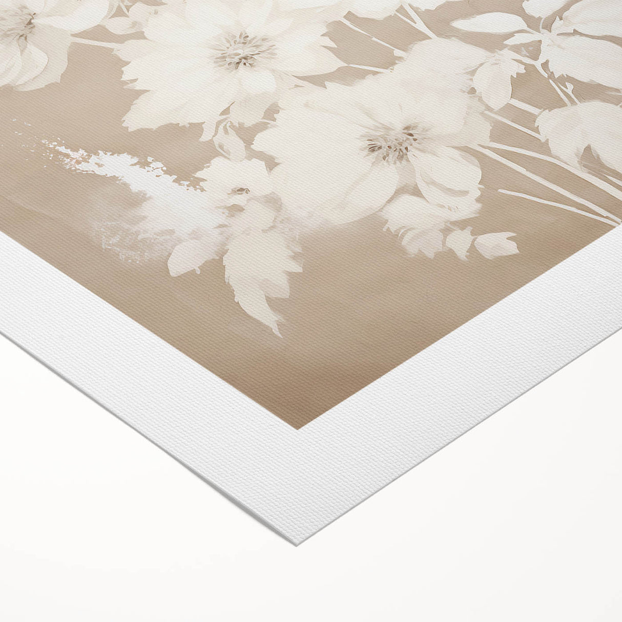 Vintage Botanical Art Print - Soft White Flowers – Framed