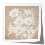 Vintage Botanical Art Print - Soft White Flowers – Framed