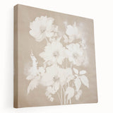 Vintage Botanical Art Print - Soft White Flowers – Framed