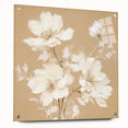 Vintage Botanical Art Print - Elegant White Flowers on Beige – Framed