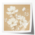 Vintage Botanical Art Print - Elegant White Flowers on Beige – Framed