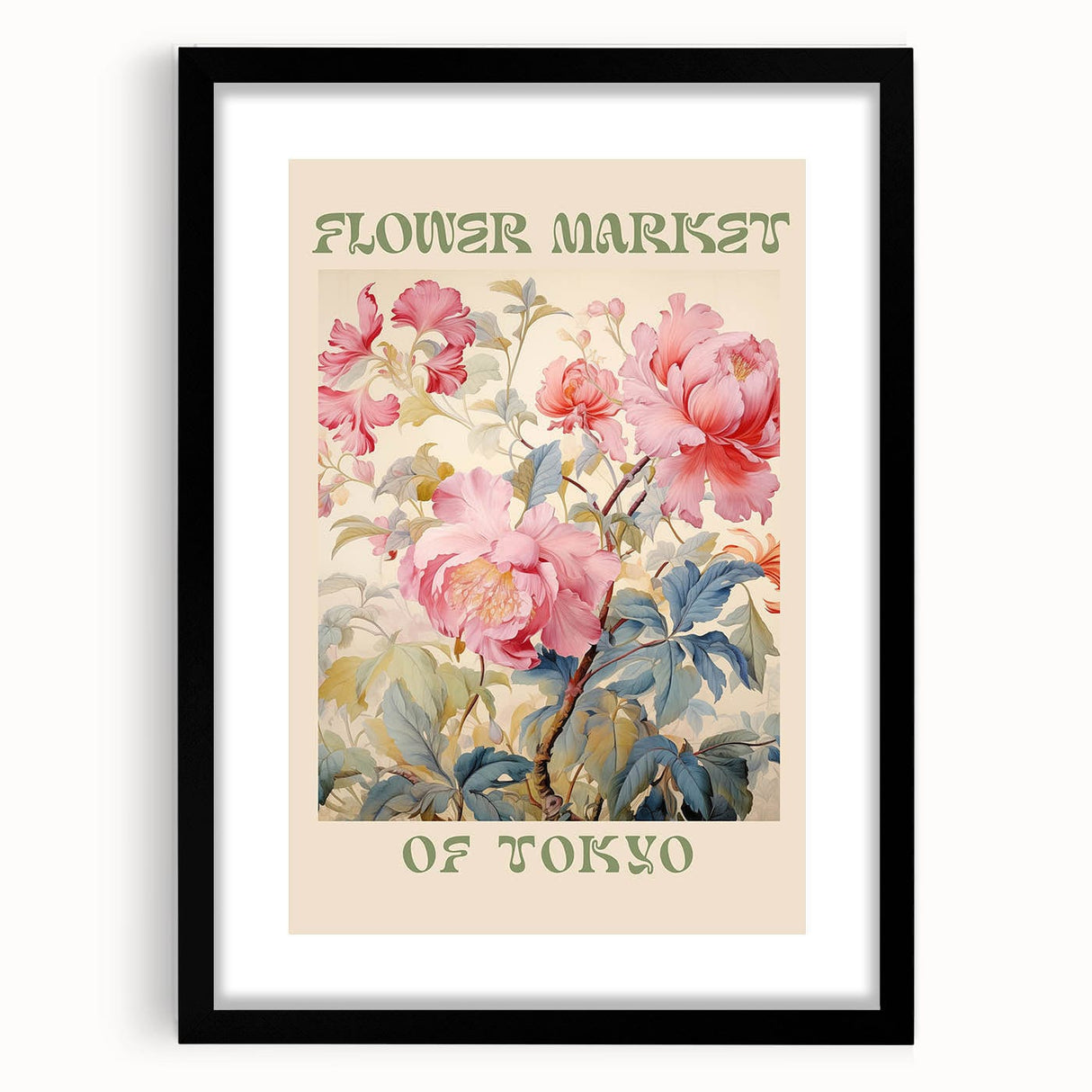 Vintage Botanical Art Prints: Flower Market of Tokyo