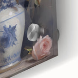 Vintage Botanical Art Prints: Roses in Blue Vase