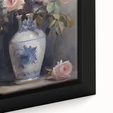 Vintage Botanical Art Prints: Roses in Blue Vase