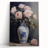 Vintage Botanical Art Prints: Roses in Blue Vase