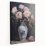 Vintage Botanical Art Prints: Roses in Blue Vase
