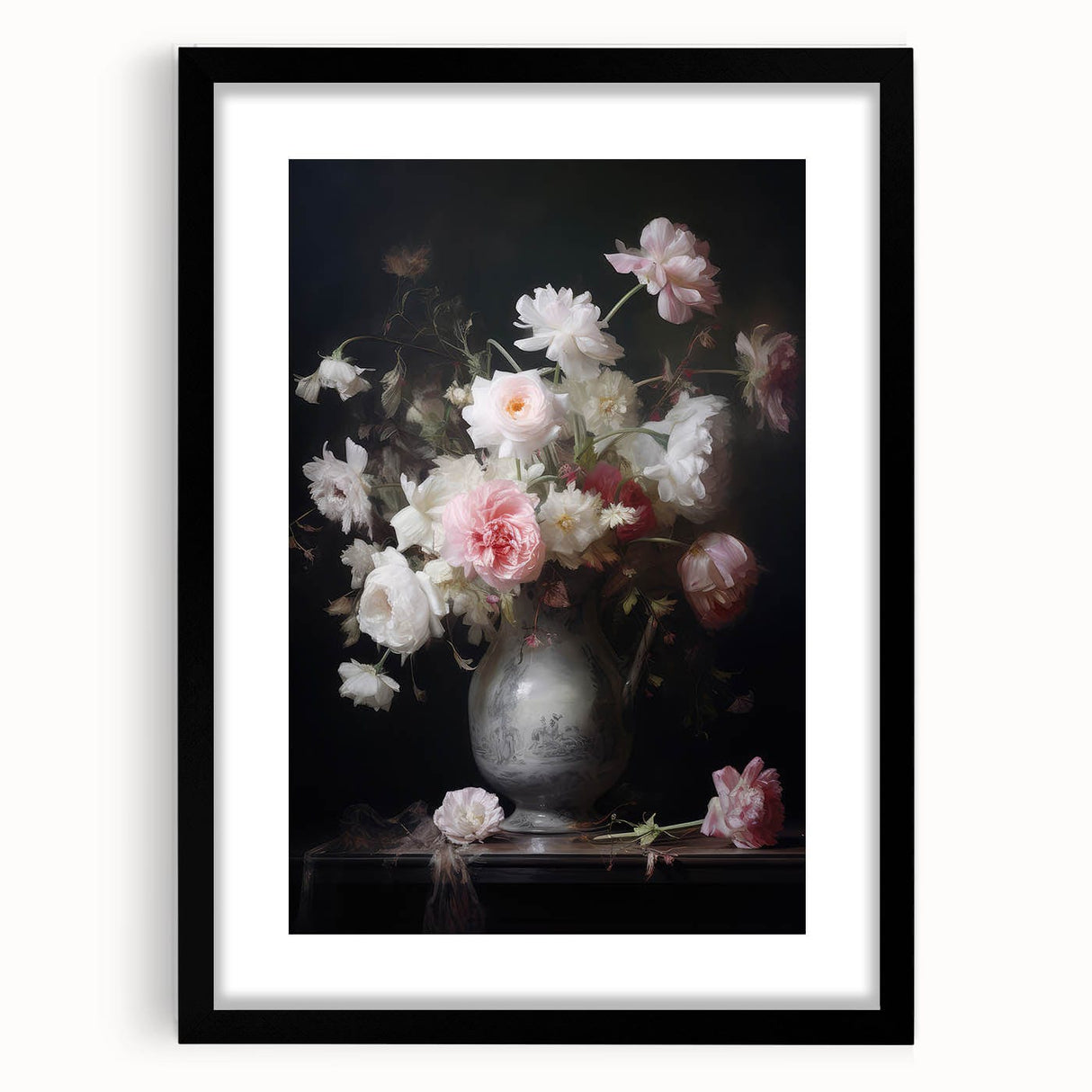 Vintage Botanical Art Prints: Romantic Floral Vase