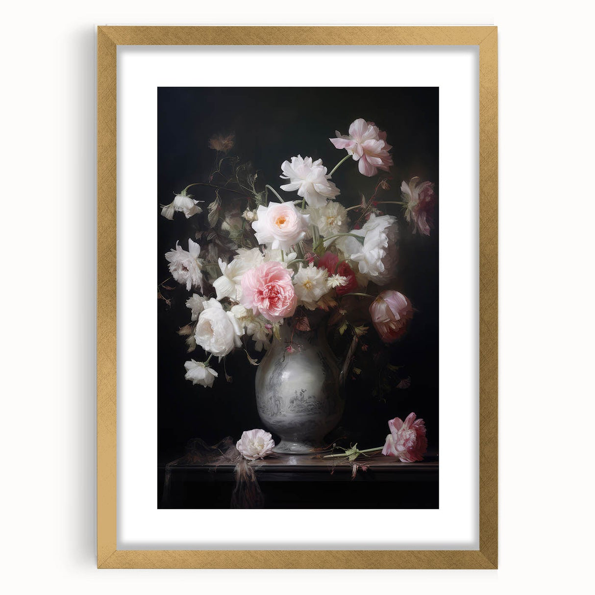 Vintage Botanical Art Prints: Romantic Floral Vase