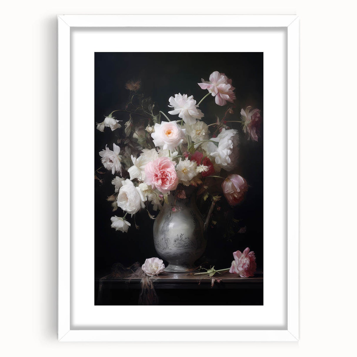 Vintage Botanical Art Prints: Romantic Floral Vase