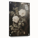 Vintage Botanical Art Prints: White Roses in Bloom