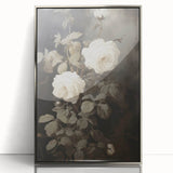 Vintage Botanical Art Prints: White Roses in Bloom