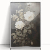 Vintage Botanical Art Prints: White Roses in Bloom