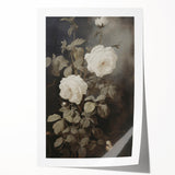 Vintage Botanical Art Prints: White Roses in Bloom