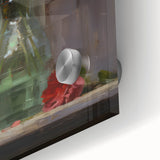 Vintage Botanical Art Prints: Vase of Red and Pink Flowers