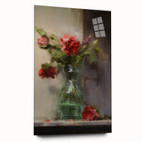 Vintage Botanical Art Prints: Vase of Red and Pink Flowers